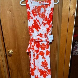 Premier Amour Red/White Sleeveless Size 12 Maxi Dress